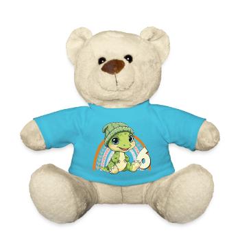 6e anniversaire Dinosaure Arc-en-ciel mignon mignon - Nounours - bleu outremer - Devant