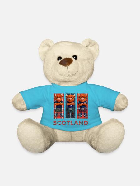 Highland-Kuh in Tartan-Kilts - Teddy - Atollblau