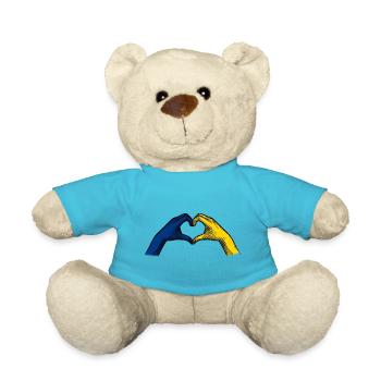 Cœur mains drapeau ukrainien soutenir l’Ukraine - Nounours - bleu outremer - Devant