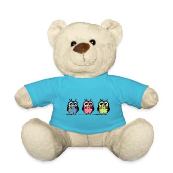Drei niedliche Eulen - Teddy - Atollblau - Vorne