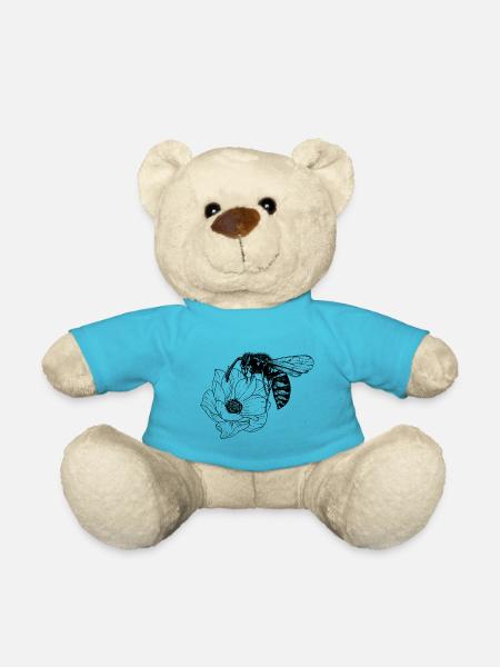 Bee and flower - Teddy Bear - atoll blue
