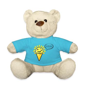 Eis als Sonne schmilzt mit witzigem Spruch - Teddy - Atollblau - Vorne