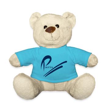 Paris Design - Blue - Teddy Bear - atoll blue - Front