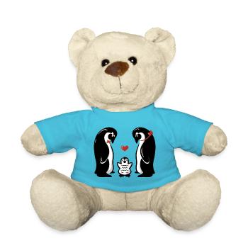 Famille de bébés pingouins - Idée cadeau d’animal de naissance - Nounours - bleu outremer - Devant