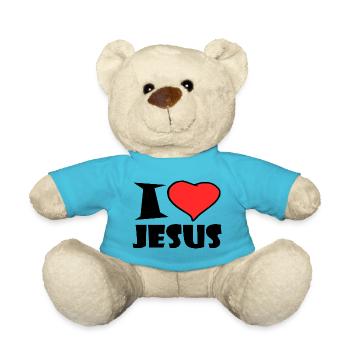 I love Jesus - Teddy Bear - atoll blue - Front