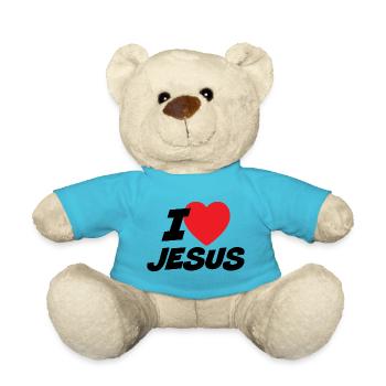 Ich liebe Jesus - Teddy - Atollblau - Vorne