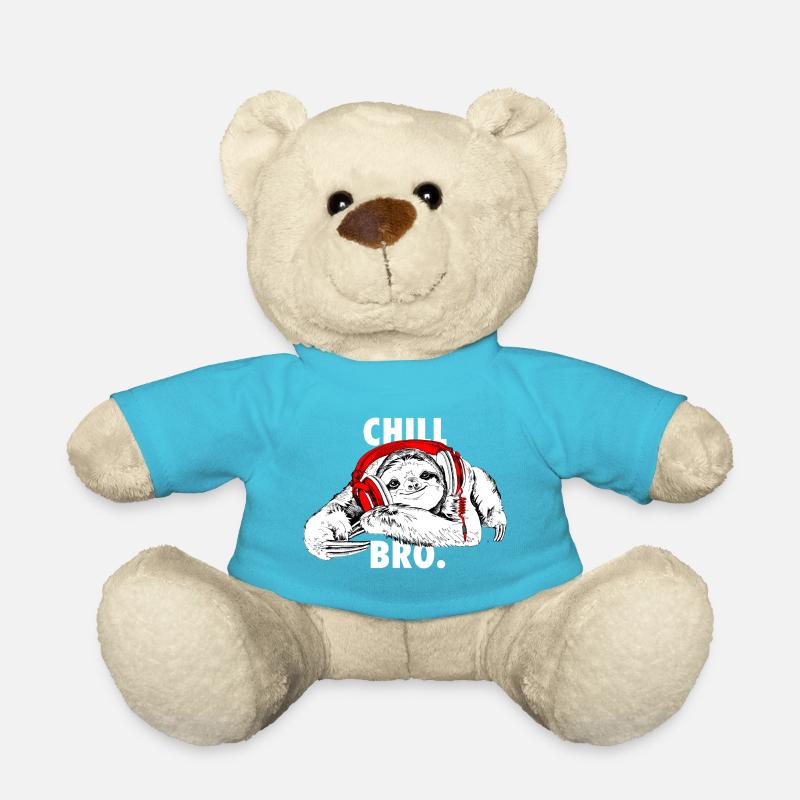 Lustiges Faultier mit Kopfhörern - Chill Bro - Teddy - Atollblau