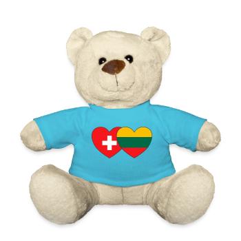 Schweiz Litauen Flagge Herz - Teddy - Atollblau - Vorne