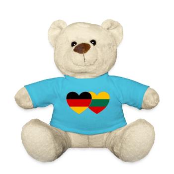 Deutschland Litauen Flagge Herz - Teddy - Atollblau - Vorne