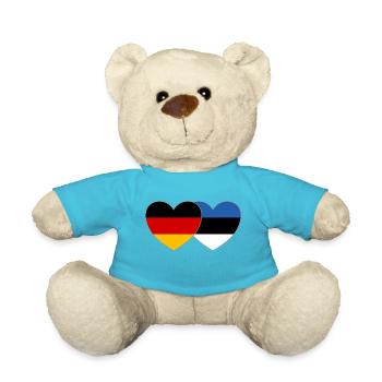Deutschland Estland Flagge Herz - Teddy - Atollblau - Vorne