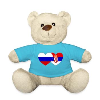 Russia Serbia Flag Heart - Teddy Bear - atoll blue - Front