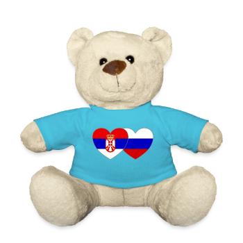 Serbie Russie Drapeau Cœur - Nounours - bleu outremer - Devant