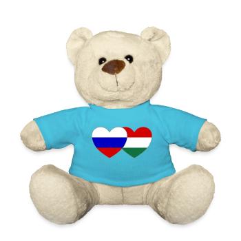 Russie Hongrie Drapeau Cœur - Nounours - bleu outremer - Devant