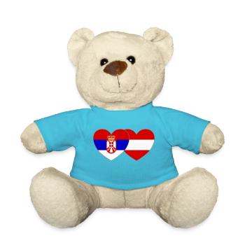 Serbie Autriche Drapeau Cœur - Nounours - bleu outremer - Devant