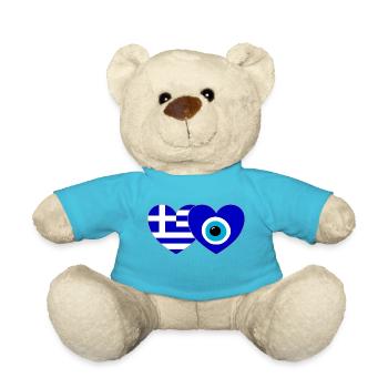Grèce Bonheur Drapeau Cœur - Nounours - bleu outremer - Devant