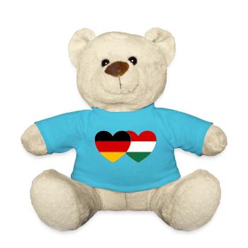 Allemagne Hongrie Drapeau Cœur - Nounours - bleu outremer - Devant