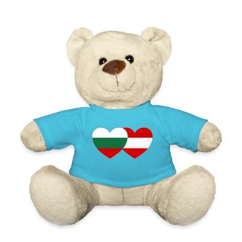 Bulgaria Austria Flag Heart - Teddy Bear - atoll blue - Front