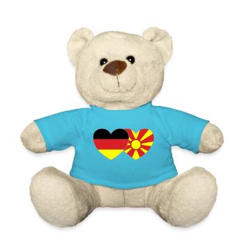 Germany Macedonia Flag Heart - Teddy Bear - atoll blue - Front