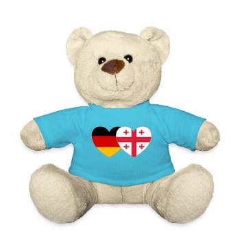 Deutschland Georgien Flagge Herz - Teddy - Atollblau - Vorne