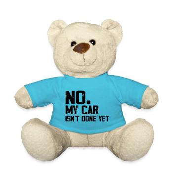 Nein, mein Auto ist noch nicht fertig, lustige Automechaniker-Werkstatt - Teddy - Atollblau - Vorne