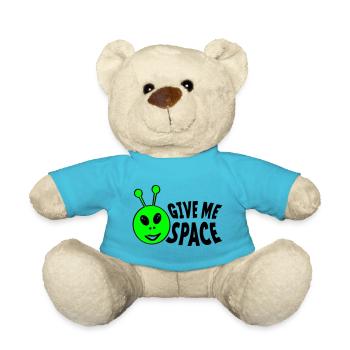 Give me space. UFO aliens face - Teddy Bear - atoll blue - Front