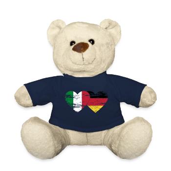 Italy Germany Flag Heart used - Teddy Bear - french navy - Front