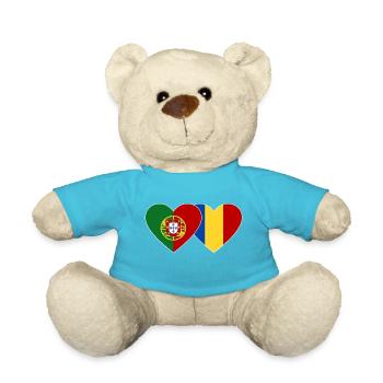 Portugal Roumanie Drapeau Coeur - Nounours - bleu outremer - Devant