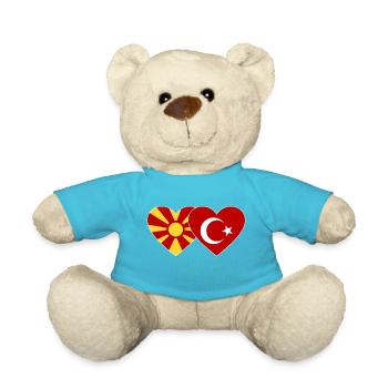 Macedonia Turkey Flag Heart - Teddy Bear - atoll blue - Front