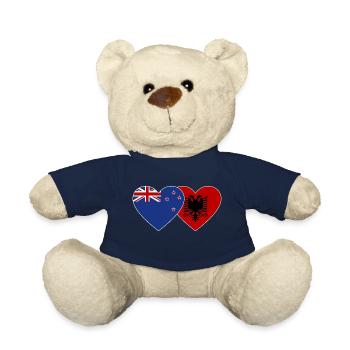 Neuseeland Albanien Flagge Herz - Teddy - French Navy - Vorne
