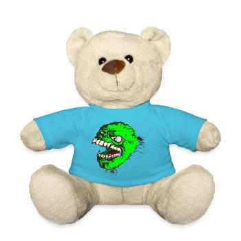 Green monster has sharp teeth - Teddy Bear - atoll blue - Front