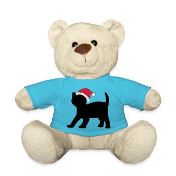 Chaton dans un chapeau de Noël. - Nounours - bleu outremer - Devant