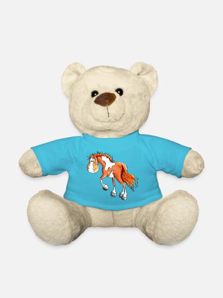 Pinto - Western Horse - Teddy Bear - atoll blue