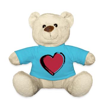Graffiti Herz; Heart - Teddy - Atollblau - Vorne