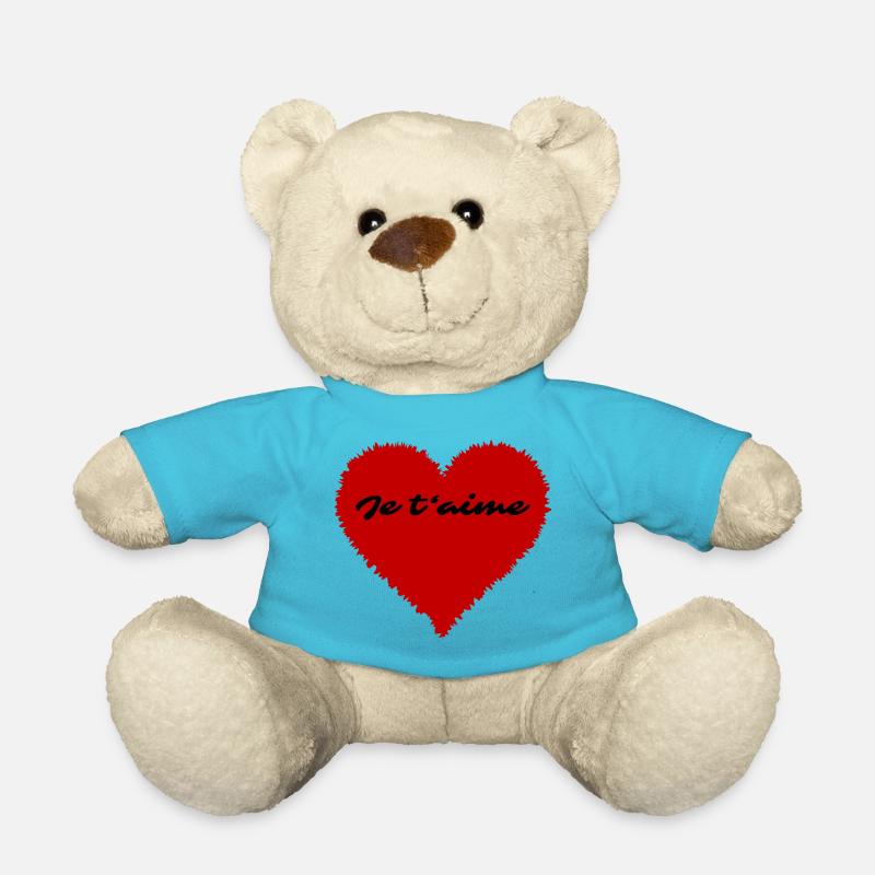 Je t'aime - Je t'aime - coeur - Nounours - bleu outremer