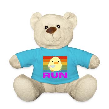 Race Run Duck with Knife Meme Funny Saying Fun - Teddy Bear - atoll blue - Front