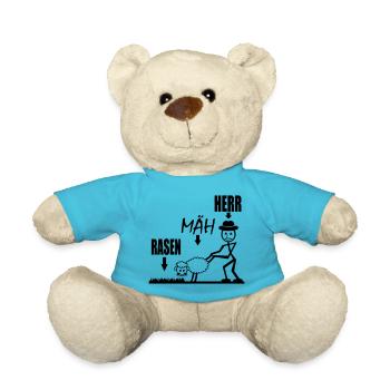 Hobbygärtner mäht Rasen Rasen Mäh Herr Rasenmäher - Teddy - Atollblau - Vorne