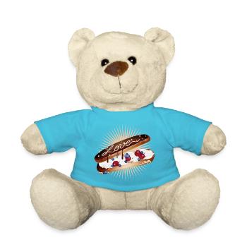 Illustration eines Eclairs mit Sahne und Liebe - Teddy - Atollblau - Vorne
