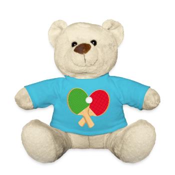 Table tennis bat with ball – sporty & dynamic - Teddy Bear - atoll blue - Front