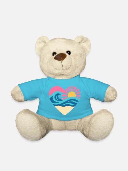 Summer Heart – Wave & Sunset - Teddy Bear - atoll blue