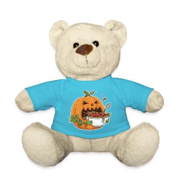 Halloween pumpkin with pasta fun design - Teddy Bear - atoll blue - Front