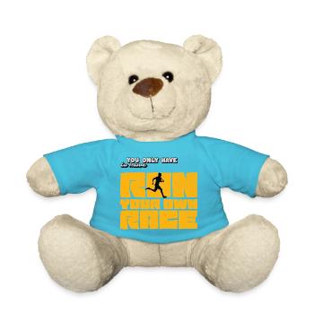 Run Your Own Race – Motivational Shirt Running - Teddy Bear - atoll blue - Front
