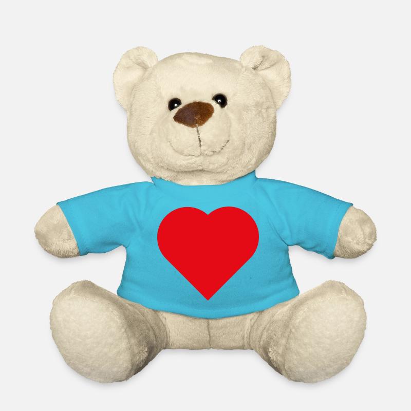 Minimalistisches rotes Herz - Teddy - Atollblau