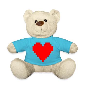 Pixel Heart Retro Heart, Valentine's Day, Love - Teddy Bear - atoll blue - Front