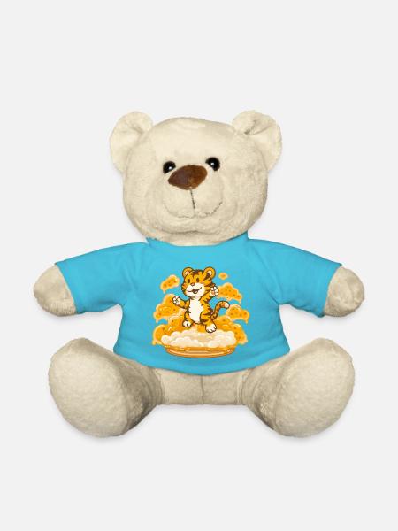 Tiger auf Käsewolke - Teddy - Atollblau
