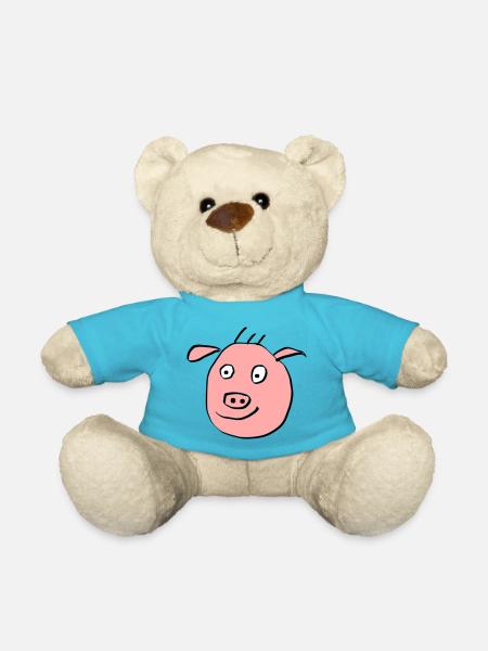 Cute pig face - Teddy Bear - atoll blue