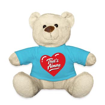 "That's AiMore" pun shirt with her - Teddy Bear - atoll blue - Front