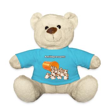 Funny cat motif as antidepressant humor - Teddy Bear - atoll blue - Front