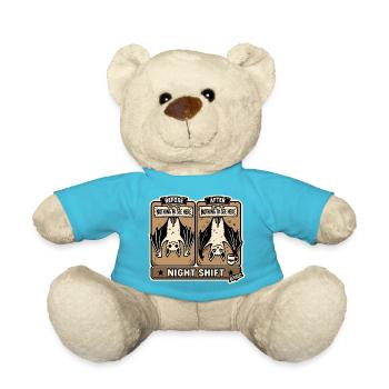 Nachtschicht-Fledermäuse Comic-Tee - Teddy - Atollblau - Vorne