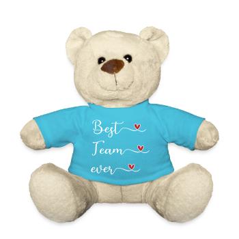 Best Team ever Typography Design with a Heart - Teddy - Atollblau - Vorne