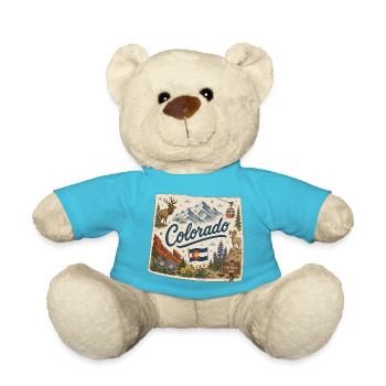 Vintage Colorado Rocky Mountains Kunstaufkleber - Teddy - Atollblau - Vorne